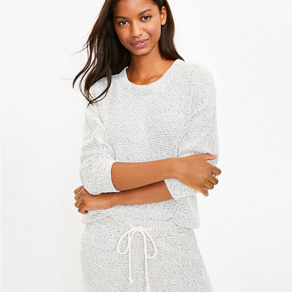 LOU & GREY NWT Tweedy Sweatshirt Sweater Black White Soft Knit Medium - Picture 10 of 11